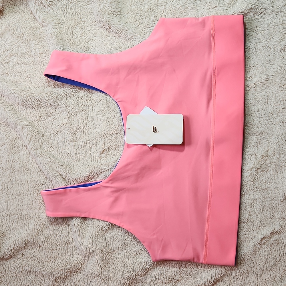 Pink and blue sports bra